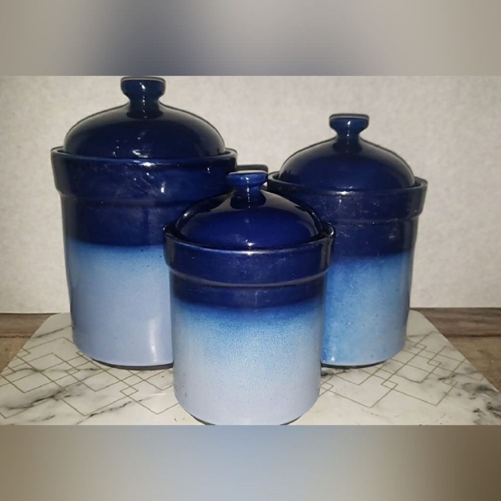 Sango Blue Gradient Food Storage Canisters